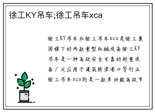 徐工KY吊车;徐工吊车xca