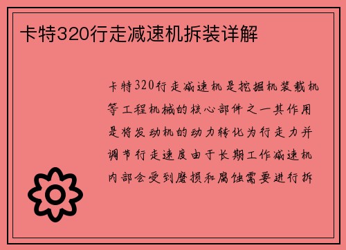 卡特320行走减速机拆装详解